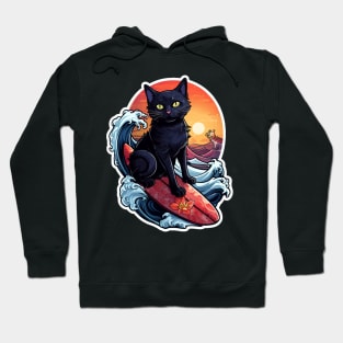 Black Cat Surfer Hoodie